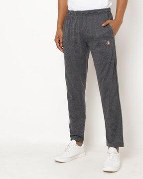 heathered track pants with contrast piping