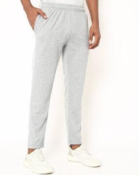heathered track pants with contrast taping