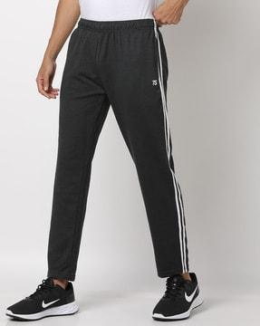 heathered track pants with contrast taping