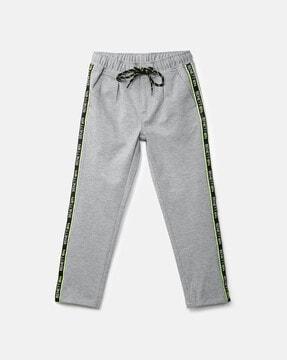 heathered track pants with contrast taping