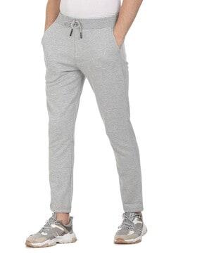 heathered track pants with drawstring fastening