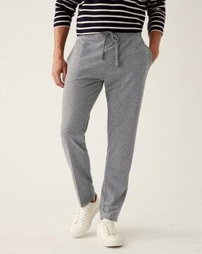 heathered track pants with drawstring waist