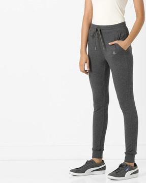 heathered track pants with drawstring waist