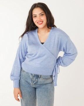 heathered v-neck pullover