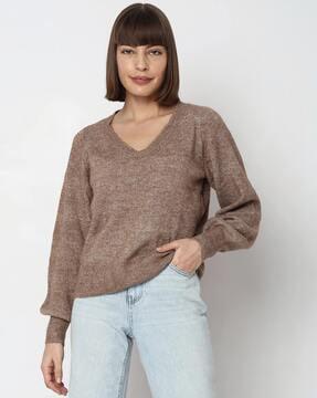 heathered v-neck pullover