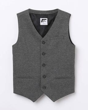 heathered waistcoat with button closure
