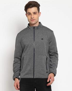 heathered zip-front bikers jacket