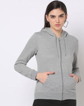 heathered zip-front hoodie