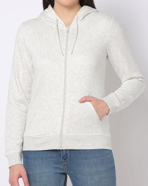 heathered zip-front hoodie