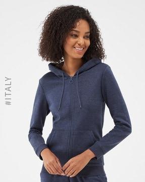 heathered zip-front hoodie