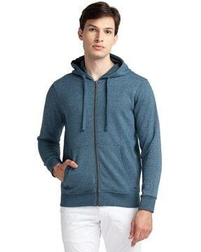 heathered zip-front hoodie