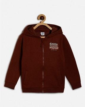 heathered zip-front hoodie