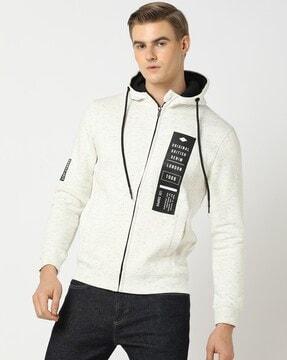 heathered zip-front hoodie