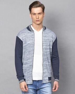 heathered zip-front jacket