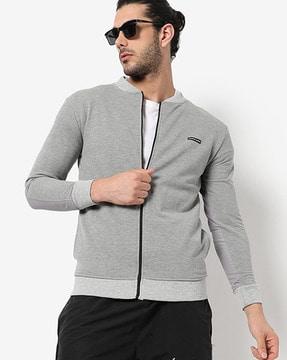 heathered zip-front jacket