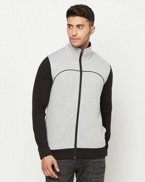 heathered zip-front sweatshirt