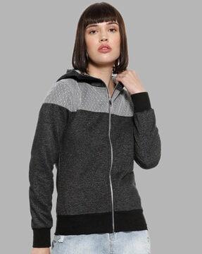 heathered zip-front sweatshirt