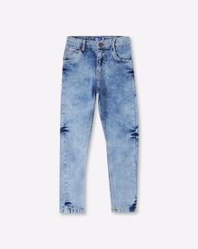 heavily washed jeans with belt loops