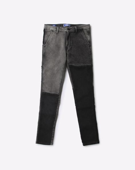 heavily washed jeans with insert pockets