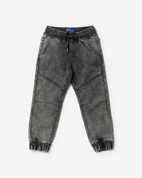 heavily washed joggers with c & s panel