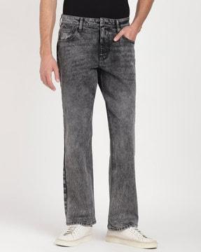 heavily washed slim fit jeans