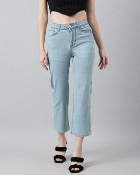 heavily washed high-rise relaxed jeans