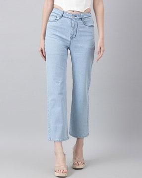 heavily washed high-rise relaxed jeans