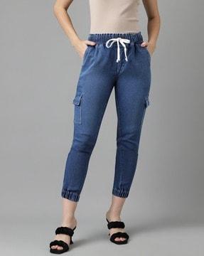 heavily-washed joggers with elasticated drawstring waist