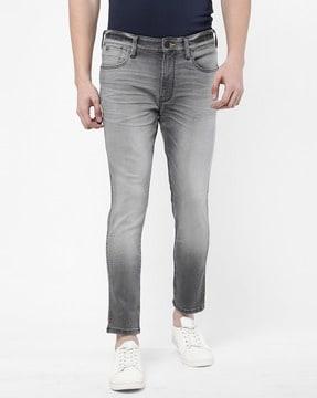 heavily washed relaxed jeans