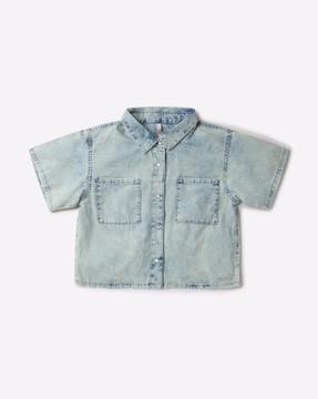 heavily washed shirt with patch pockets