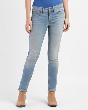 heavily washed skinny fit distresses jeans