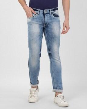 heavily washed skinny fit jeans