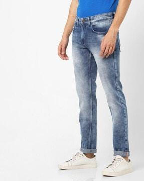 heavily washed skinny fit jeans