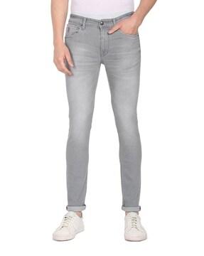 heavily washed skinny fit jeans