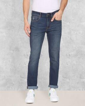 heavily washed skinny fit jeans