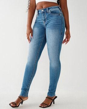 heavily washed skinny fit jeans