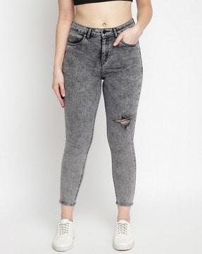 heavily washed skinny fit jeans