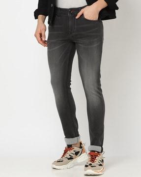 heavily washed skinny fit jeans