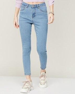 heavily washed skinny jeans