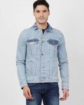 heavily washed slim fit denim jacket