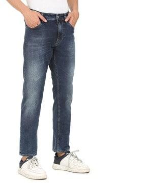 heavily washed slim fit jeans