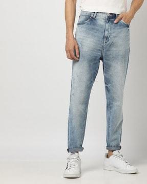 heavily washed slim fit jeans