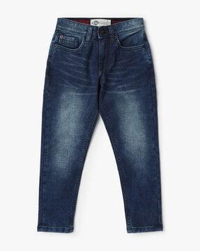 heavily washed slim fit jeans