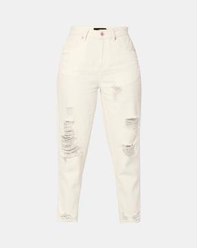 heavily washed slim fit jeans