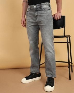 heavily washed slim fit jeans