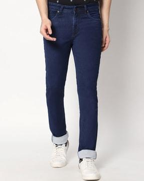 heavily washed slim jeans