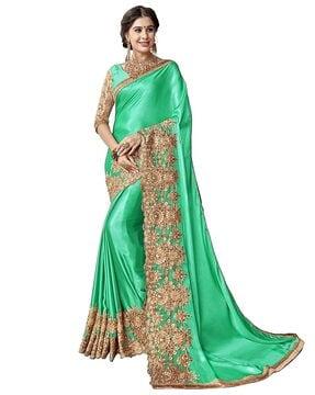 heavy applique embroidered saree