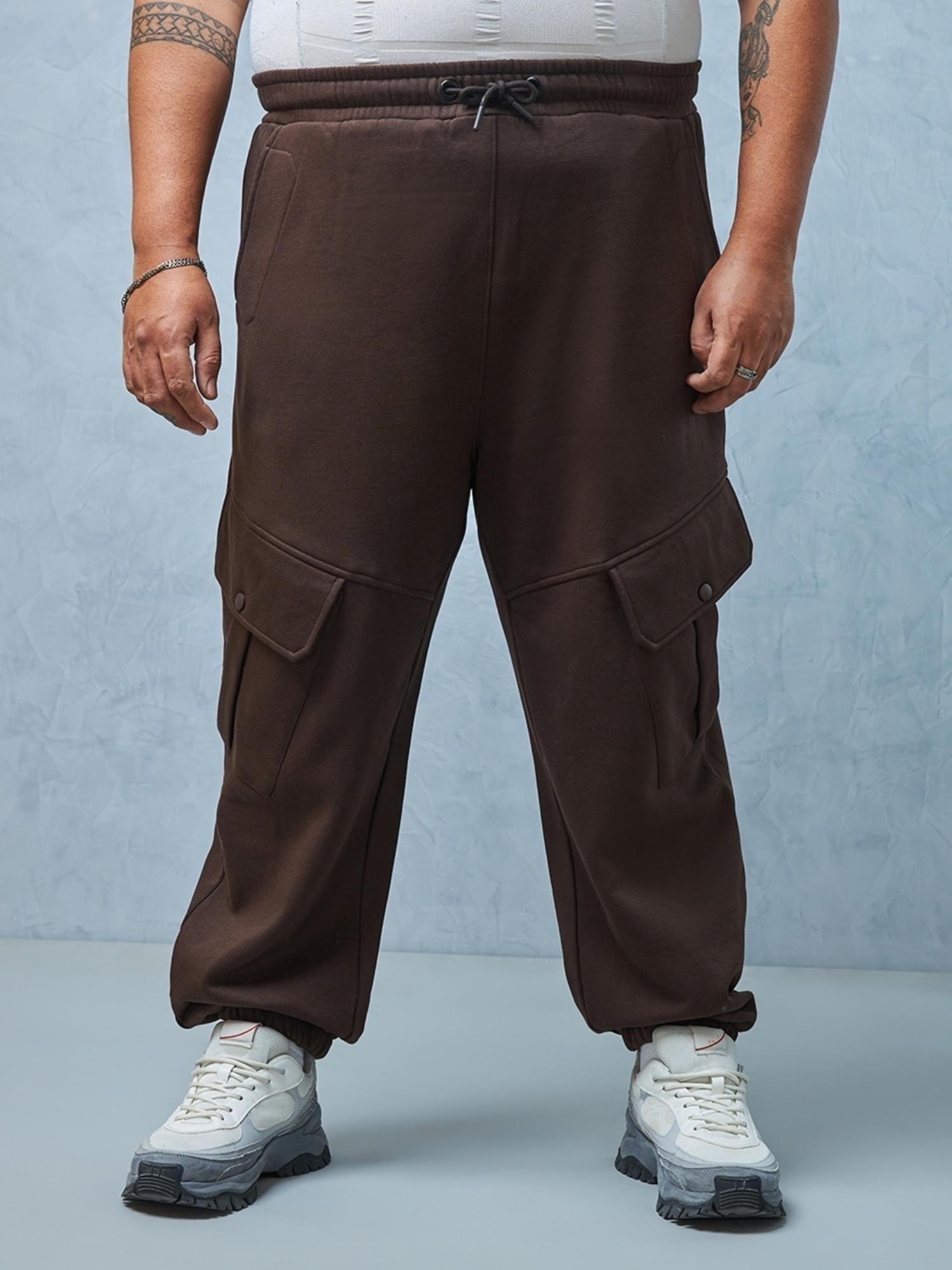 heavy duty 1.0 men's brown super loose fit plus size cargo joggers