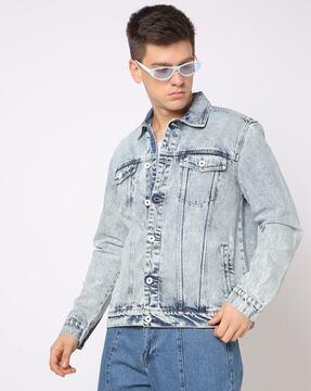 heavy-wash relaxed fit denim jacket