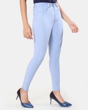 heavy-wash ankle-length skinny jeans